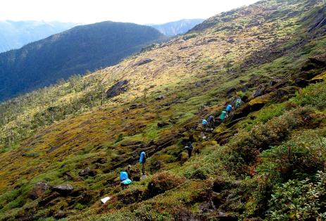 Following our porters on the Pemako Trek above Tuting