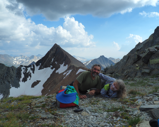 The author and his wife Ellen Uhler on a backpacking trip. Virginia Peak is the metamorphic mountain behind them.