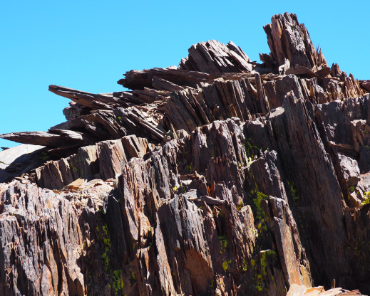 Metasedimentary rock formations in the Upper Parker Creek drainage.