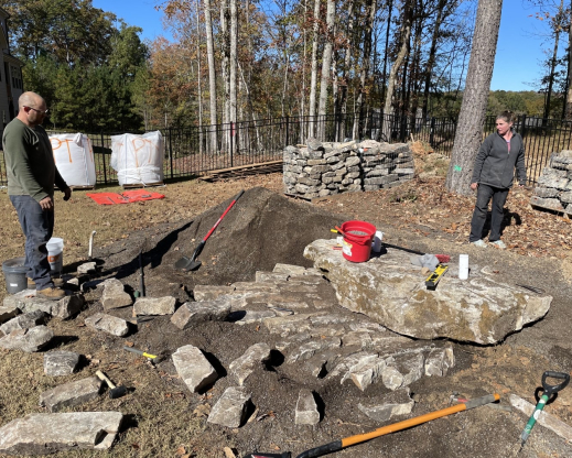 The first of the flat klint-inspired pavement in place