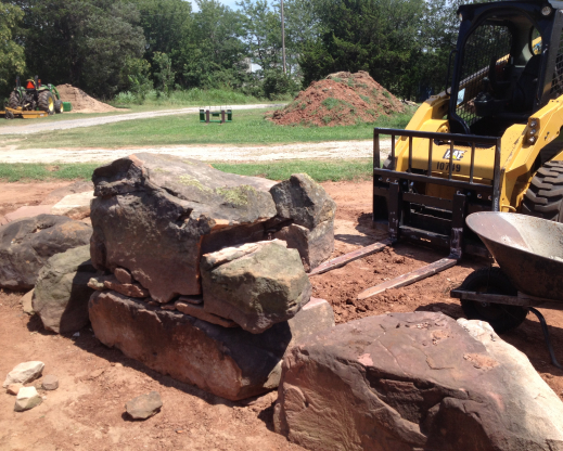 The rock garden under construction