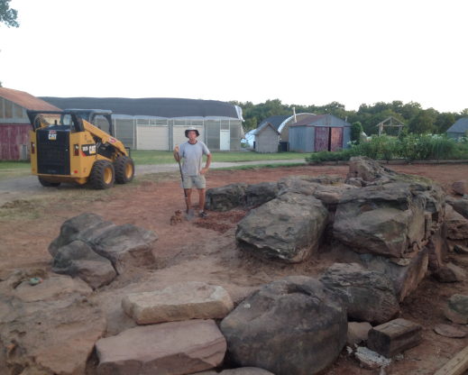 The rock garden under construction