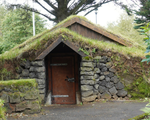  A sod house in the shade garden