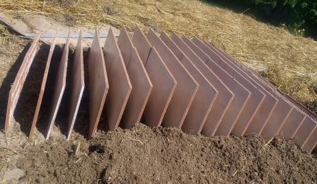 Cheap ceramic tiles form the structure of the crevice garden.