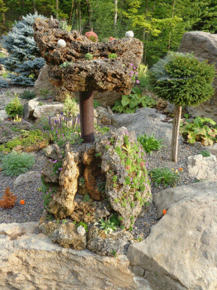 The tufa tower’s north face with its hollowed-out inner space.